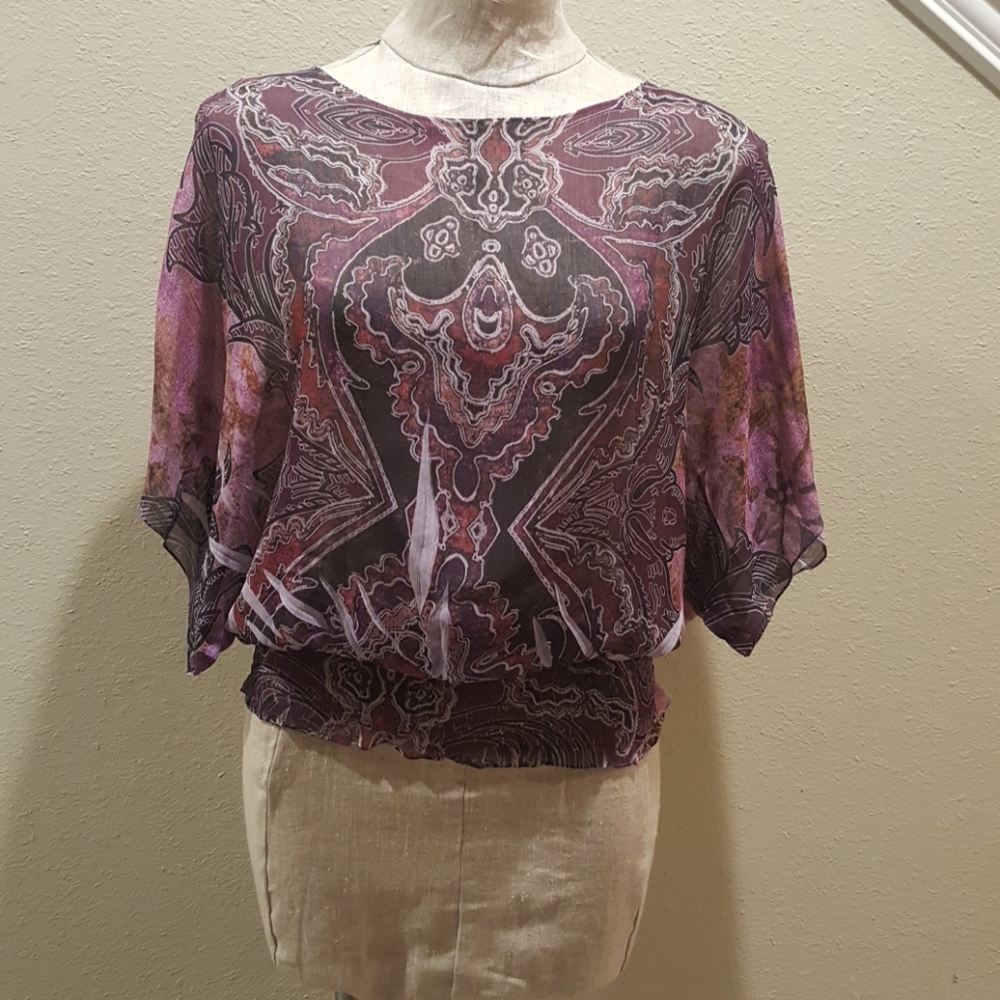 Dressbarn shear top with elastic bottom